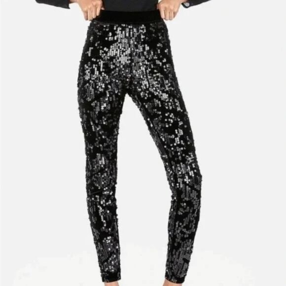 NWT Express All Over Sequin Holiday Party Club Whimsigoth Festival  Pants - Picture 3 of 9